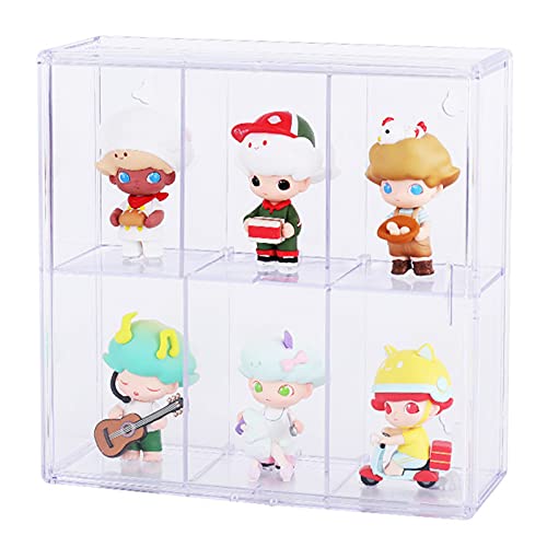 DoxiGlobal Acrylic Display Case Box Holder with Freely Removable Shelves for Collectibles Mini Figure Toys Model Wall Mounted Display Desktop Clear Dustproof Protection Showcase