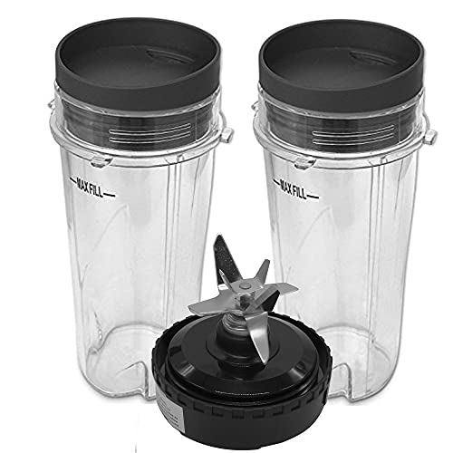 Replacement 16oz cup with lid and extractor blade for NINJA ULTIMA BLENDER: /BL810QSL 30/BL830CB 30 /BL810QON 30/BL810 30/BL820 30/BL830 30 (Bl810(cup with seal lid))