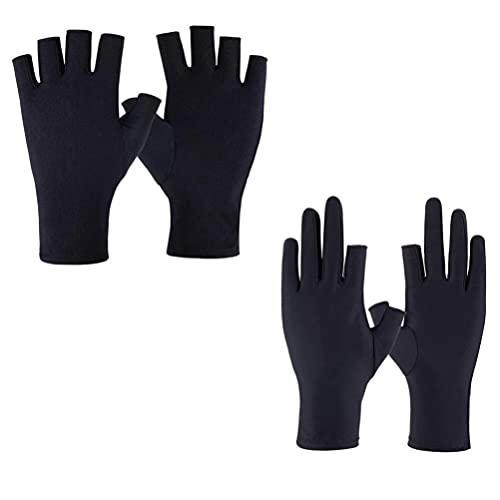 DOITOOL 4pcs Women Sunblock Fingerless Gloves Outdoor Gloves Breathable Summer Gloves Half Finger Gloves for Sports Fishing Driving Boating (Black) Mens Gloves