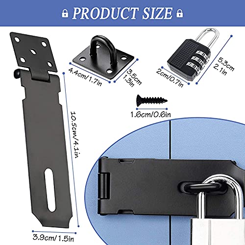 Door Lock Latch with Password Combination Padlocks 4 Inch Stainless Steel Security Hasp and Zinc Alloy Padlocks, Heavy Duty Hasp and Staple Use for Door Window Locker Drawer Pet Cage Cabinet Pack of 2 | The Storepaperoomates Retail Market - Fast Affordable Shopping
