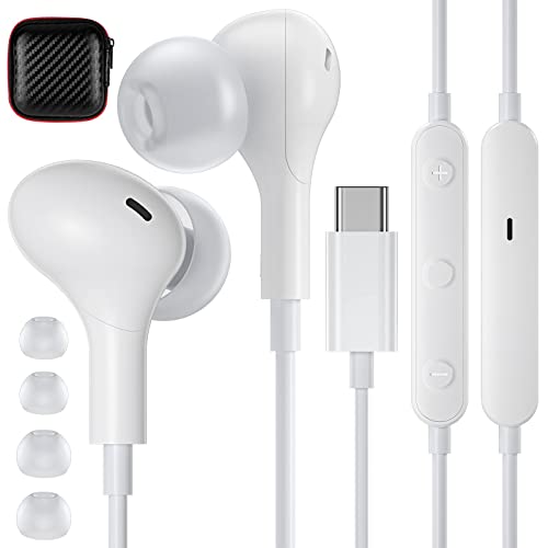 USB C Headphones for Samsung S23 S22 Ultra,Magnetic HiFi Stereo USB Type C Earphones Wired Earbuds with Mic Noise Isolation for iPad Pro iPad Air 5 4 Mini 6 Galaxy S21 S20 Flip Pixel 7 6 6a OnePlus 10