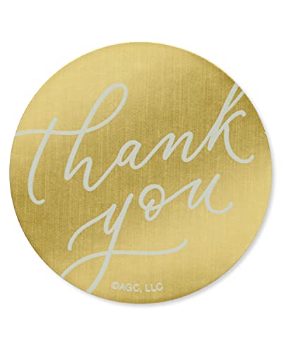 American Greetings Thank You Stickers or Seals, White Script on Gold Foil (500-Count)