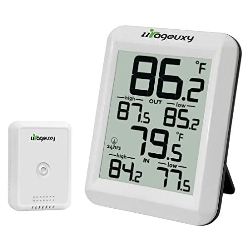 Urageuxy Wireless Digital Thermometer with Indoor and Outdoor Temperature Display for Home Room Monitoring