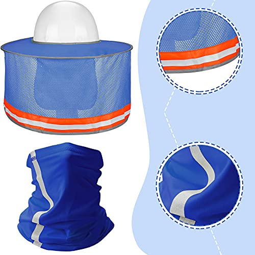 SATINIOR 3 Pieces Sun Hard Hat High Visibility Shield Full Brim Mesh Neck Sunshade, Bandana Headband Face Scarf, UV Protection Arm Sleeves with Reflective Strap for Cooling (Blue) | The Storepaperoomates Retail Market - Fast Affordable Shopping
