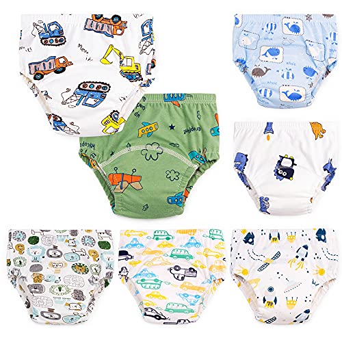 7 Packs Potty Training Underwear for Boys,Baby Boy Training Pants Organic Cotton,Toilet Training Underpants for Boys 4T