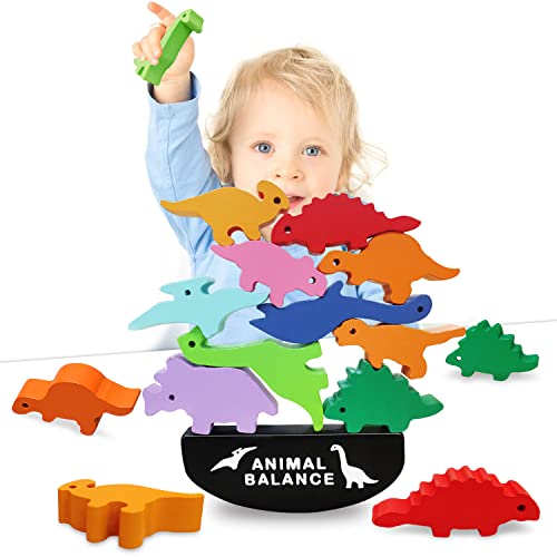 DPTOYZ Wooden Stacking Dinosaur Toys for Kids 3-5 Year Old Boys & Girls, Stacking Toddler Toys Gifts for 2 3 4 5 Boys ,Montessori Toys for 2-6 Year Old Boys Christmas & Birthday Gifts