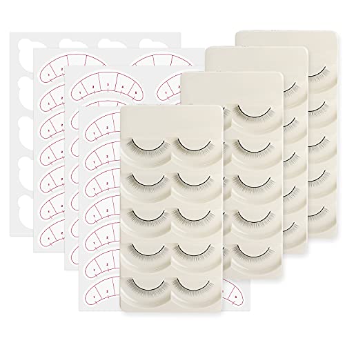 TEOYALL 20 Pairs Practice Lashes, 21 Pairs Mapping Stickers, 20 PCS Disposable Glue Stickers, Self Adhesive Training Lashes Strips Mimic Natural Eyelash for Lash Grafting Beginner