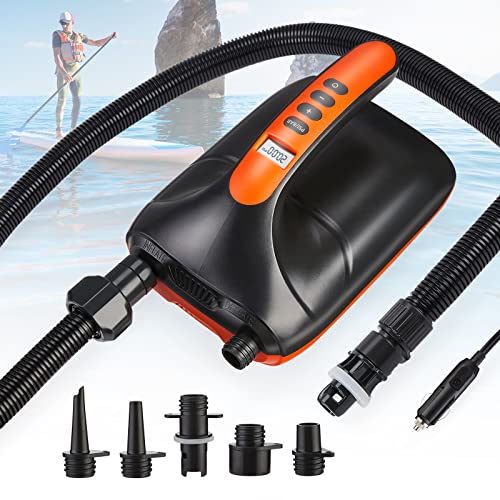 HOLOANA Paddleboard Pump Electric Portable 20PSI High Pressure SUP Electric Pump, Auto-Off SUP Air Pump Dual-Stage, Paddle Board Pump for Paddleboard, Kayak, Tents, Inflatables