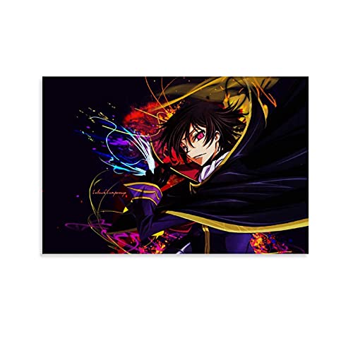Lelouch Lamperouge Code Geass Anime Room Aesthetics Poster Illustration Canvas Art Poster and Wall Art Picture Print Modern Family Bedroom Decor Posters 16x24inch(40x60cm)