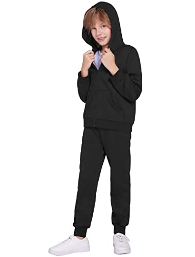 Boyoo Boys’ 2 Piece Athletic Tracksuit Jogging Sets Outfit Sweatsuit Zip Up Hoodie and Active Pants for Kids 5-14 Years