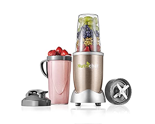 Personal Electric Single Serve Blender – 900W Professional Kitchen Countertop Mini Blender for Shakes and Smoothies w/ Pulse Blend, Convenient Lid-Cover, Portable 20 & 24 Oz Cups – NutriChef NCBL90