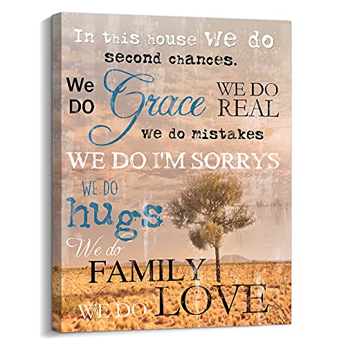 Kas Home Bedroom Decor Family Canvas Wall Art Inspirational Sayings Rustic Wall Decor Motivational Family Theme Framed Prints Signs for Home Living Room (10.6 x 13.7 inch, Brown – We do)