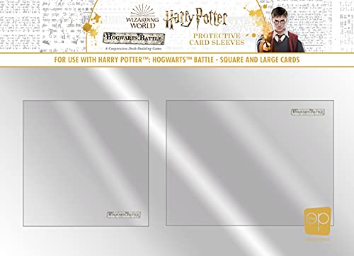 Harry Potter Hogwarts Battle Square and Large Card Sleeves | 80mm x 80mm and 80mm x 105mm Card Protector Sleeves for Harry Potter Deckbuilding Games | Cardsleeve Back Artwork Featuring Hogwarts Crest