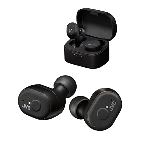 JVC HAA11T Series Marshmallow True Wireless Earbuds Headphones, 28H Long Battery Life with Charging Case, Waterproof IPX5 (Black)