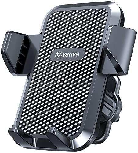 vanva 【 Military-Grade Universal Air Vent Car Mount, 【 Big Phones & Thick Case Friendly 】 Cell Phone Holder for Car Hands Free Clamp Cradle Vehicle Compatible with All Apple iPhone