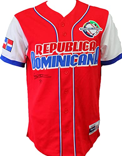 Vladimir Guerrero Jr. Signed Republica Dominicana Red Majestic Jersey- JSA Auth Black