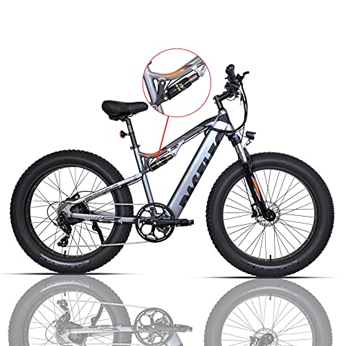 PASELEC Electric Mountain Bike for Adults Electric Bike 26 inch*4.0” Fat Tire E-Bikes with 48V 14.5ah Removable Lithium Battery 48V 750W Motor, 9 Speed Gears E-MTB