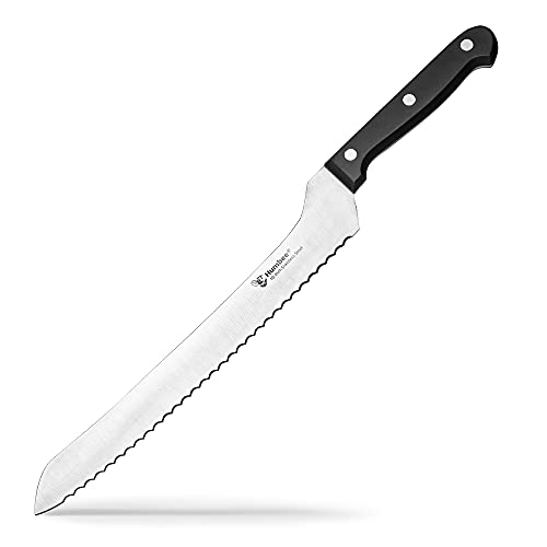HUMBEE Chef Serrated Bread Knife Offset Blade Edge Bread Knife 10 Inch Offset Black,BK_10-OS