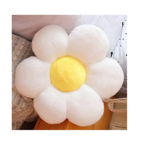 XRTUKD Flower Shaped Floor Tufted Lounging Pillow Seating Cushion Home Decorative,for Cute Room Decor for Reading Nook-Game Playing-Watching TV (White, 11.8″)