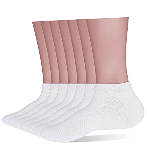 Ait fish 100% Cotton Socks for Men and Women – Thin Low Cut Ankle Socks (White)