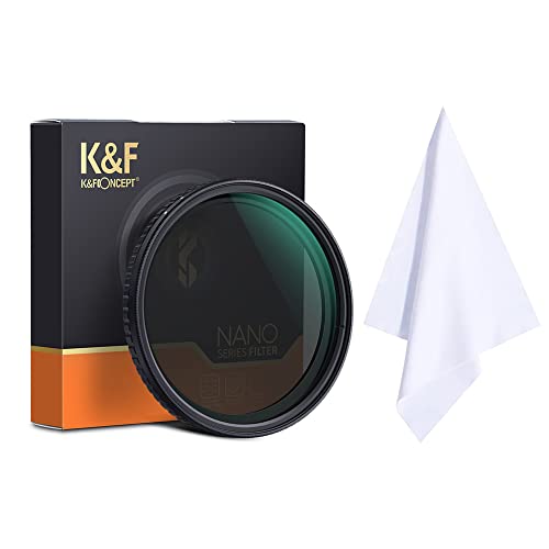 K&F Concept 52mm ND2-ND32(1-5 Stop) Filter, Variable ND Filter, No X Spot/Waterproof/Scratch-Resistant, for Camera Lens + Cleaning Cloth