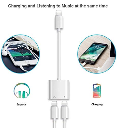 [Apple MFi Certified] iPhone Headphones Adapter & Splitter, 2 in 1 Dual Lightning Charger Cable Aux Audio Adapter Converter for iPhone 12/11/XS/XR/X/8/7/6/iPad, Support Calling+Charging+Music Control | The Storepaperoomates Retail Market - Fast Affordable Shopping