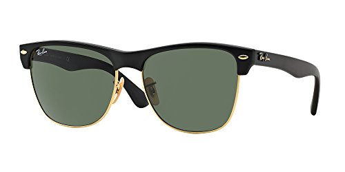 Ray-Ban RB4175 Clubmaster Oversized Sunglasses + Vision Group Accessories Bundle (Demi Gloss Black On Arista/Crystal Green (877)
