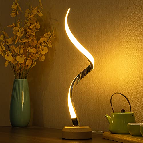 LONRISWAY Modern Desk lamp LED Wood Table Lamp, Bedroom Bedside Night Light, Dimmable Led Lighting, Creative Home Decor, Unique House warmging Gift