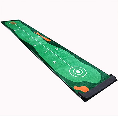 Golf Putting Mat for Indoors, Putting Green with Ball Traces Golf Training Equipment for Family Party Putterball Golf Game Set,12 Feet
