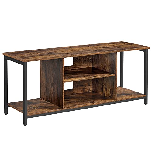 VASAGLE TV Stand for TV up to 55 Inches, TV Cabinet with Open Storage, TV Console Unit with Shelving, for Living Room, Entertainment Room, Industrial, Rustic Brown and Black ULTV060B01