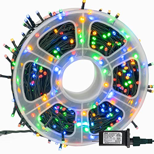 FUNPENY 164FT 500 LED Christmas Indoor Outdoor Decorative String Lights, 8 Modes Waterproof Green Wire LED Fairy Light for Xmas Party Wedding Garden Home Decoration (Multi-Colored)
