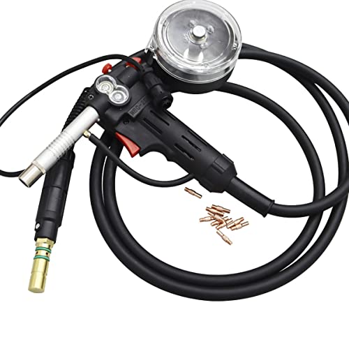 PreAsion Aluminum Spool Gun Fit Spoolmate 100 Series Miller Millermatic 180/300371 Millermatic 140 180 211 with 10pcs Contact Tips Welding Torch Welding Machine with 9.8ft Cable DC24V
