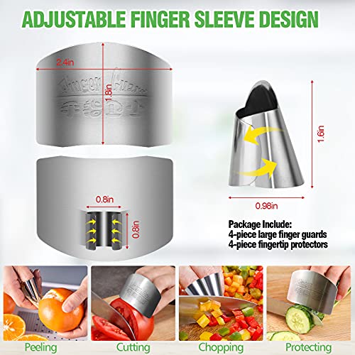 8 Pack Finger Guards for Cutting, Adjustable Stainless Steel Fingers Protectors Cots for Vegetables, Fruits, Nuts, Kitchen Knife Accessories, Chef Slicing Peeling Dicing Chopping Tools Avoid Hurting | The Storepaperoomates Retail Market - Fast Affordable Shopping