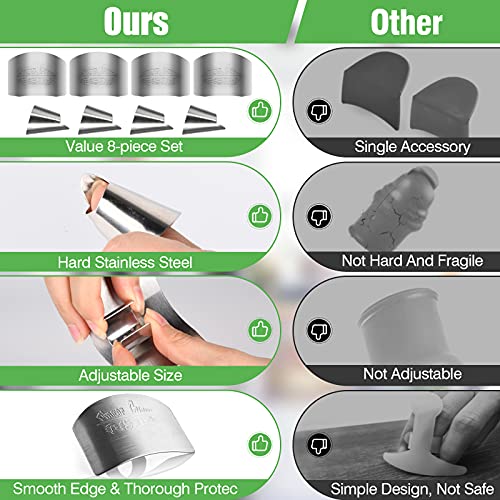 8 Pack Finger Guards for Cutting, Adjustable Stainless Steel Fingers Protectors Cots for Vegetables, Fruits, Nuts, Kitchen Knife Accessories, Chef Slicing Peeling Dicing Chopping Tools Avoid Hurting | The Storepaperoomates Retail Market - Fast Affordable Shopping