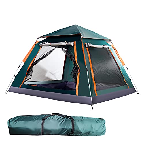 3-4-Person Waterproof Pop up Camping Tent with Rainfly Instant Tent Portable with Carring Bag （Green）