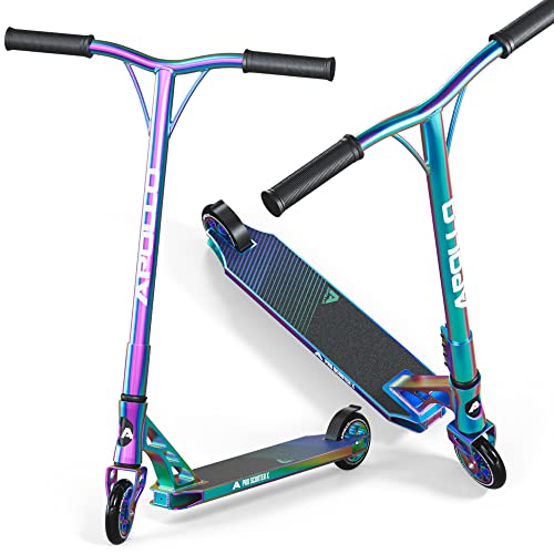 Apollo Oil Slick Scooter Genesis X – Pro Scooter Rainbow Color – Trick Scooters with Cool, Sturdy Design, Reliable Grip, BMX Scooter Rainbow, 220LBS