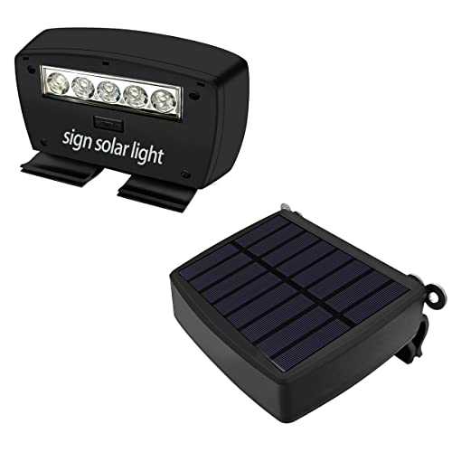 OOSSXX Solar Power Deck LED Light Clip-On Yard Security Sign Spotlight (Large Capacity Battery, Max14 Hours Working)