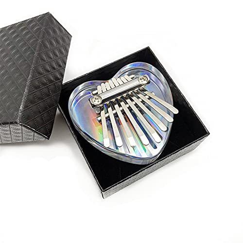 Ganasome Rainbow Clear Kalimba Thumb Piano 8 Key Solid Finger Piano Transparent Body Cute Crystal Acrylic Kalimba With Hard Case Gifts for Kids Adult Beginners with 8 keys, Heart Shape
