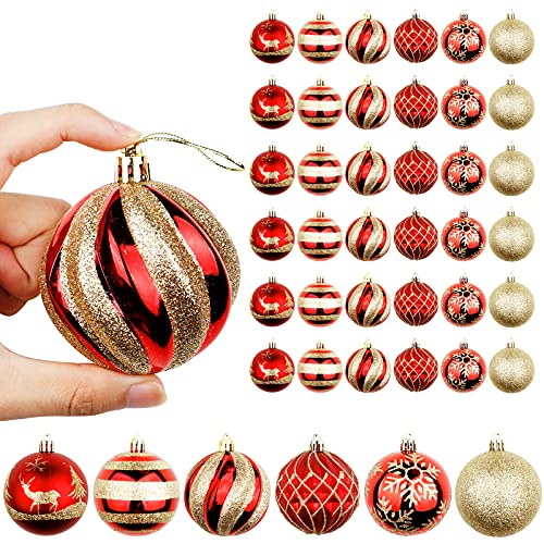 OurWarm 36pcs Christmas Ball Ornaments, 70mm/2.76″ Red and Gold Shatterproof Christmas Ornaments Sets for Christmas Tree Decorations, Holidays, Home, Party Decorations, Tree Ornaments