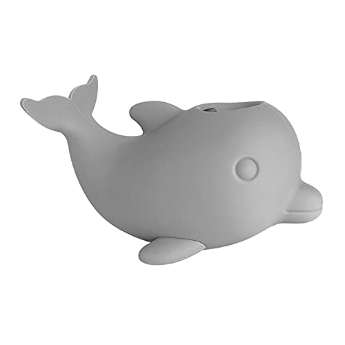 ALIBEBE Dolphin Bath Spout Cover Faucet Cover for Bathtub Baby Kids Soft Silicone Grey