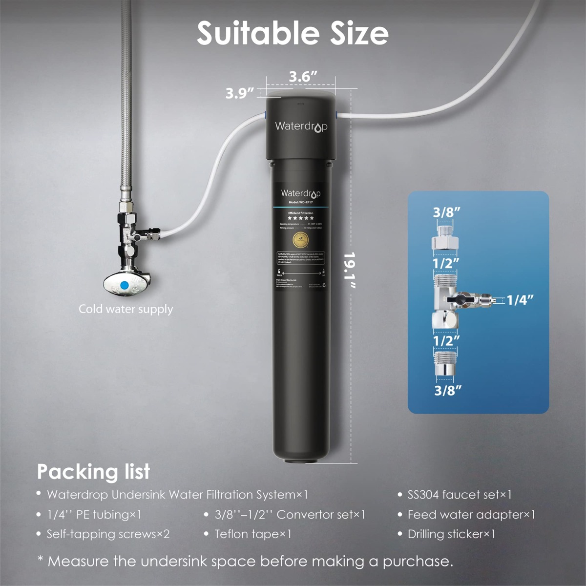 Waterdrop 17UB 3 Years Under Sink Water Filter System-Reduces Lead, Chlorine, Bad Taste&Odor-Under Counter Water Filter with Dedicated Brushed Nickel Faucet-NSF/ANSI 42 Certified-24K Gallons-USA Tech | The Storepaperoomates Retail Market - Fast Affordable Shopping