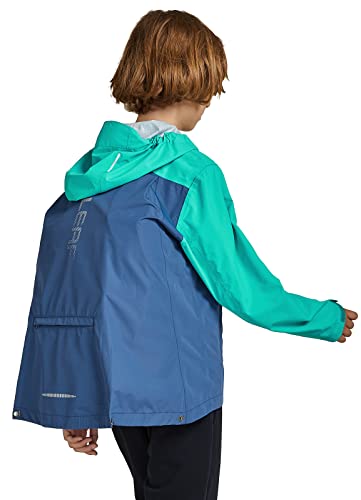 BALEAF Boys’ Rain Jacket Waterproof Kids Raincoat Youth Girls Windbreaker Hooded Packable Lightweight Petite Women Navy/Green M