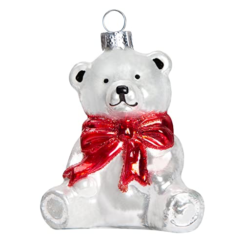 HappySpot Glass Polar Bear Series Xmas Tree Pendant Christmas Indoor Ornaments Suitable for Home Party Hanging Decoration White.