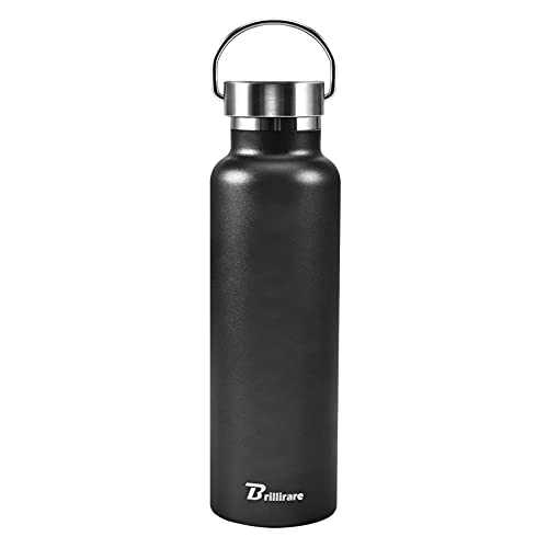 Insulated Water Bottle, 20oz Thermo Vacuum Mug, Stainless Steel Canteen, Wide-Mouth Lids Containers Keeps Liquids Hot&Cold, Leak Proof, Sweat Proof and Double-Walled Design-By BRILLIRARE