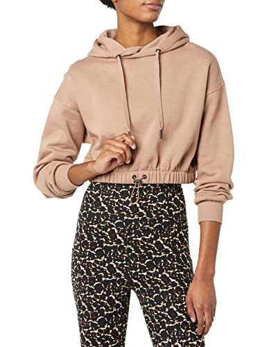 Core 10 Women’s Plus Size Super Soft Cropped Length Hoodie Sweatshirt, Mushroom Brown, 3X