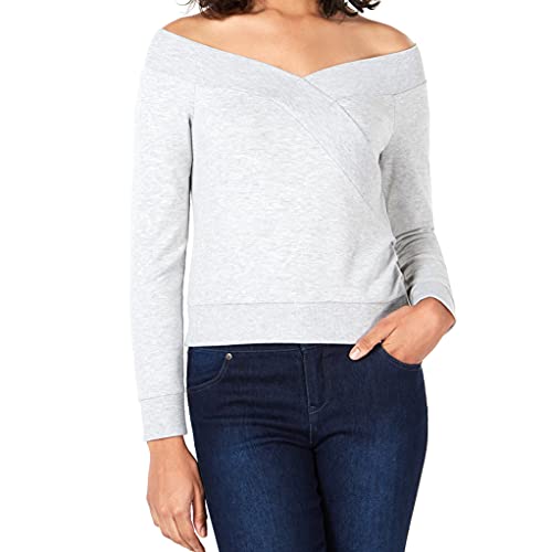 bar III Womens Off The Shoulder Sweatshirt, Grey, XX-Small | The Storepaperoomates Retail Market - Fast Affordable Shopping
