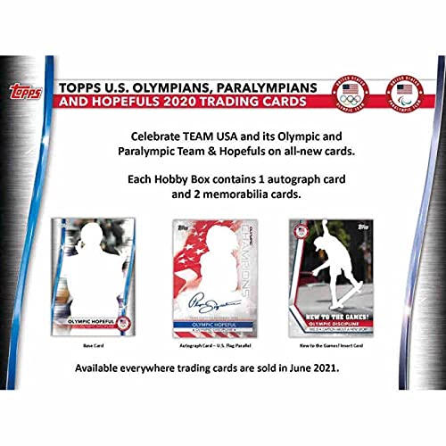 2021 Topps US Olympic and Paralympic Team & Hopefuls Hobby Box (24 Packs/8 Cards: 1 Auto, 2 Mem)