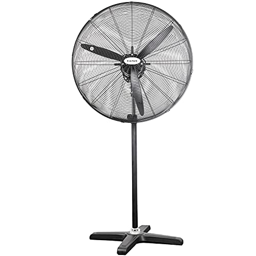 KAPAS Industrial Pedestal Fans, Commercial Oscillating Fan Made by Heavy Duty Metal Structure and Blade, Adjust Height, 3- Speed Control Suitable to Warehouse, Shop, Garage, and Workspace. (30”)