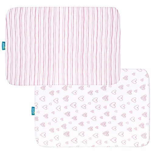 Travel Crib Sheets for Guava Lotus, Baby Bjorn, Dream on Me Travel Crib Light Playard, Soft Jersey Cotton Sheets for Travel Crib, Pink for Baby Girls (42″ X 24″), 2 Pack