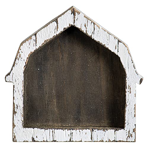 Foreside Home & Garden White Rustic Antique Wood Barn Shaped Decorative Storage Trinket Tray